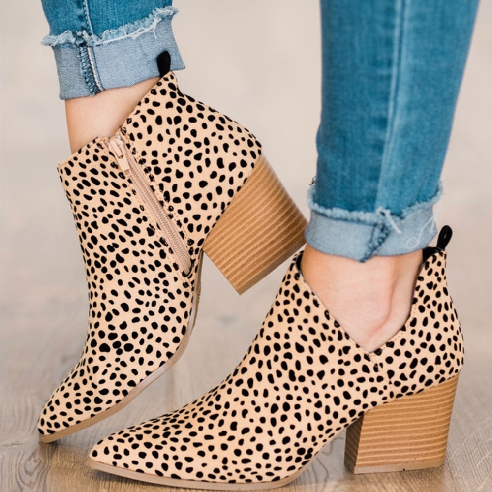 Tan Cheetah Side Cut Out Panel Booties - Picture 7 of 9